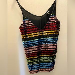 Express Rainbow Sequined Tank Size S
